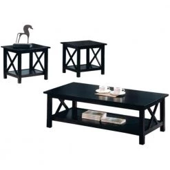 Briarcliff 3-Piece 48 in. Dark Merlot Large Rectangle Wood Coffee Table Set with Shelf by Coaster Home Furnishings