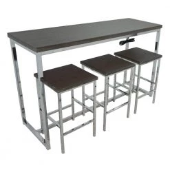 Marmot 4-piece Wood Top Dark Oak and Chrome Counter Height Table and Chairs Set by Coaster Home Furnishings