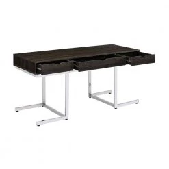 Noorvik 62 in. Rectangular Dark Oak and Chrome 3-Drawer Writing Desk by Coaster Home Furnishings -Coaster Home Furnishings Shop dark oak and chrome coaster home furnishings writing desks 881571 77 1000