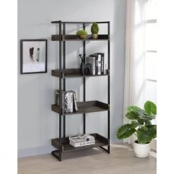 Ember 67.5in Dark Oak and Sandy Black 4-Shelf Bookcase by Coaster Home Furnishings -Coaster Home Furnishings Shop dark oak and sandy black coaster home furnishings bookcases bookshelves 803412 31 1000
