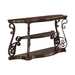 Sir Rawlinson 54 in. Deep Merlot Rectangle Glass Sofa Table with Lower Shelf by Coaster Home Furnishings