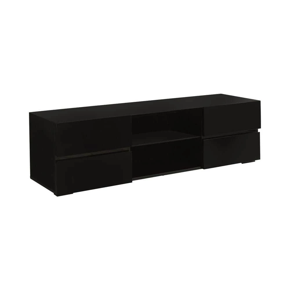55.25 in. Glossy Black TV Console with 4 Drawers Fits TV's up to 60 in. by Coaster Home Furnishings 3 55.25 in. Glossy Black TV Console with 4 Drawers Fits TV's up to 60 in. by Coaster Home Furnishings