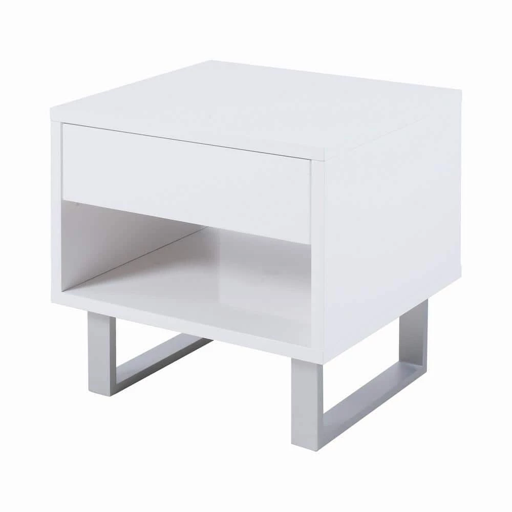 22 in. Glossy White Rectangle Wood End Table with Shelf by Coaster Home Furnishings 3 22 in. Glossy White Rectangle Wood End Table with Shelf by Coaster Home Furnishings