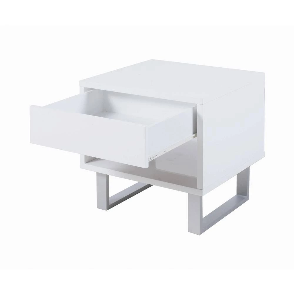 22 in. Glossy White Rectangle Wood End Table with Shelf by Coaster Home Furnishings 5 22 in. Glossy White Rectangle Wood End Table with Shelf by Coaster Home Furnishings - Image 3