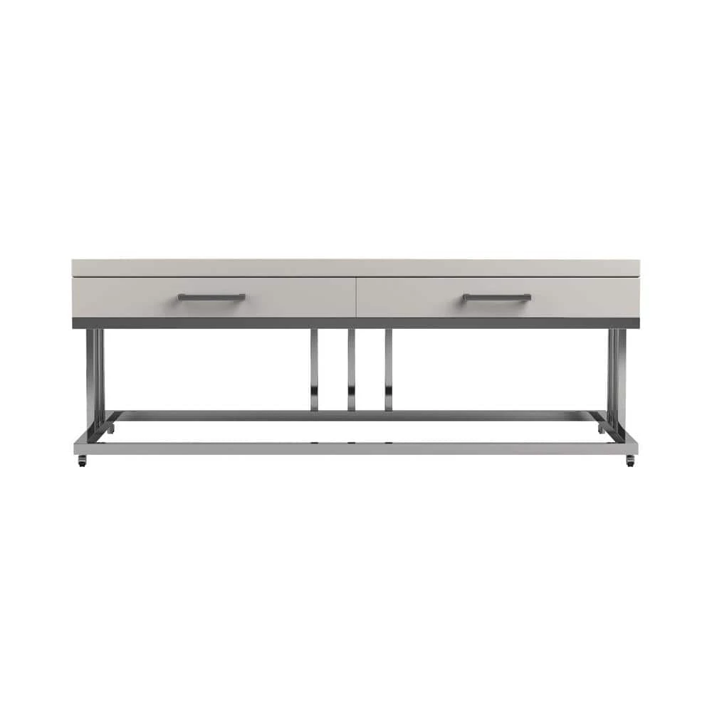 47.25 in. Glossy White and Chrome Rectangle Wood Coffee Table with 2-Drawers by Coaster Home Furnishings 7 47.25 in. Glossy White and Chrome Rectangle Wood Coffee Table with 2-Drawers by Coaster Home Furnishings - Image 5