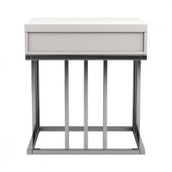 22 in. Glossy White and Chrome Rectangle Wood End Table with Single Drawer by Coaster Home Furnishings -Coaster Home Furnishings Shop glossy white and chrome coaster home furnishings end side tables 723137 1f 1000