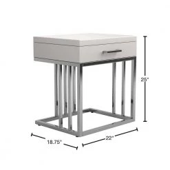 22 in. Glossy White and Chrome Rectangle Wood End Table with Single Drawer by Coaster Home Furnishings -Coaster Home Furnishings Shop glossy white and chrome coaster home furnishings end side tables 723137 40 1000