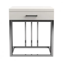 22 in. Glossy White and Chrome Rectangle Wood End Table with Single Drawer by Coaster Home Furnishings -Coaster Home Furnishings Shop glossy white and chrome coaster home furnishings end side tables 723137 4f 1000