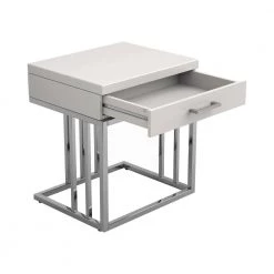 22 in. Glossy White and Chrome Rectangle Wood End Table with Single Drawer by Coaster Home Furnishings -Coaster Home Furnishings Shop glossy white and chrome coaster home furnishings end side tables 723137 c3 1000