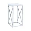 13.25 in. Glossy White and Chrome Square Wood Accent Table by Coaster Home Furnishings -Coaster Home Furnishings Shop glossy white and chrome coaster home furnishings end side tables 930014 64 1000