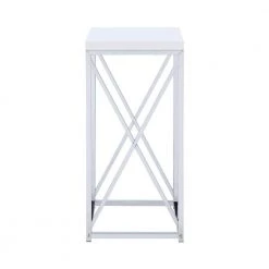 13.25 in. Glossy White and Chrome Square Wood Accent Table by Coaster Home Furnishings -Coaster Home Furnishings Shop glossy white and chrome coaster home furnishings end side tables 930014 c3 1000