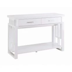 42 in. Glossy White Rectangle Wood Sofa Table with Lower Shelf by Coaster Home Furnishings