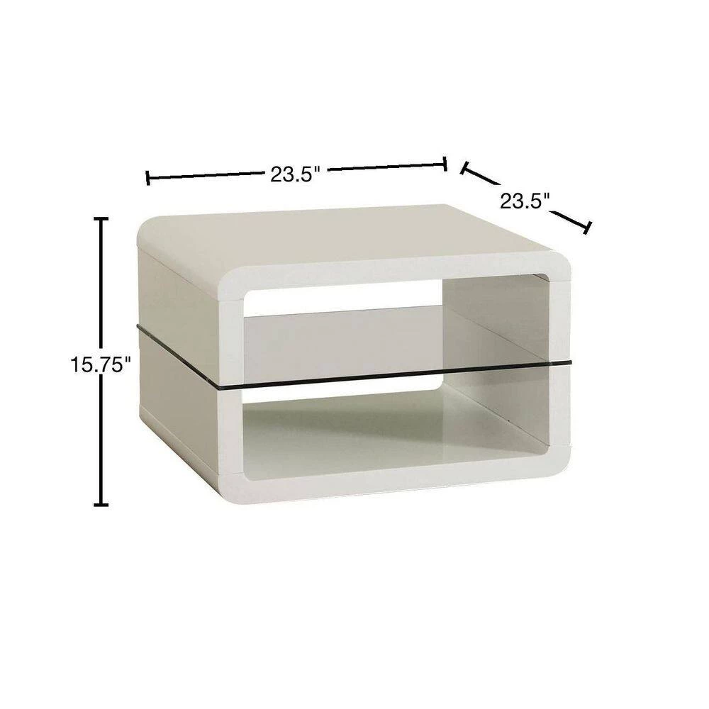 23.5 in. Glossy White Square Wood End Table with 2-Shelves by Coaster Home Furnishings 5 23.5 in. Glossy White Square Wood End Table with 2-Shelves by Coaster Home Furnishings - Image 3