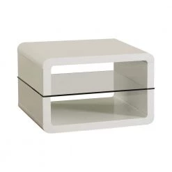 23.5 in. Glossy White Square Wood End Table with 2-Shelves by Coaster Home Furnishings