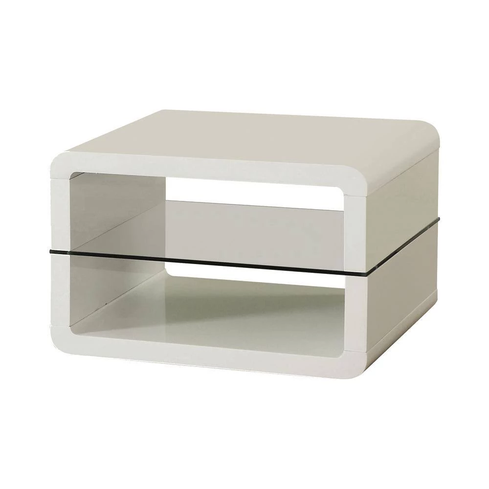 23.5 in. Glossy White Square Wood End Table with 2-Shelves by Coaster Home Furnishings 4 23.5 in. Glossy White Square Wood End Table with 2-Shelves by Coaster Home Furnishings - Image 2