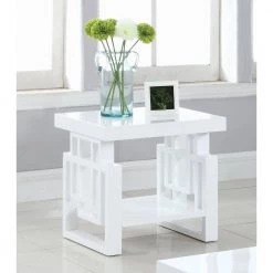 22 in. Glossy White Rectangle Wood End Table with Lower Shelf by Coaster Home Furnishings -Coaster Home Furnishings Shop glossy white coaster home furnishings end side tables 705707 31 1000