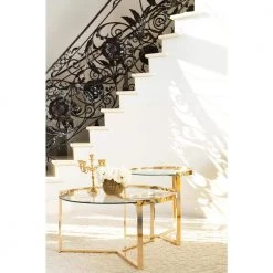 2-Piece Clear and Gold Round Glass Nesting Coffee Table Set by Coaster Home Furnishings -Coaster Home Furnishings Shop gold and clear coaster home furnishings nesting tables 930251 31 1000