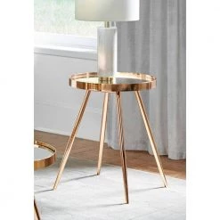 Sophia 17.75 in. Gold Round Mirror Glass End Table by Coaster Home Furnishings -Coaster Home Furnishings Shop gold coaster home furnishings end side tables 723917 31 1000