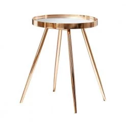 Sophia 17.75 in. Gold Round Mirror Glass End Table by Coaster Home Furnishings
