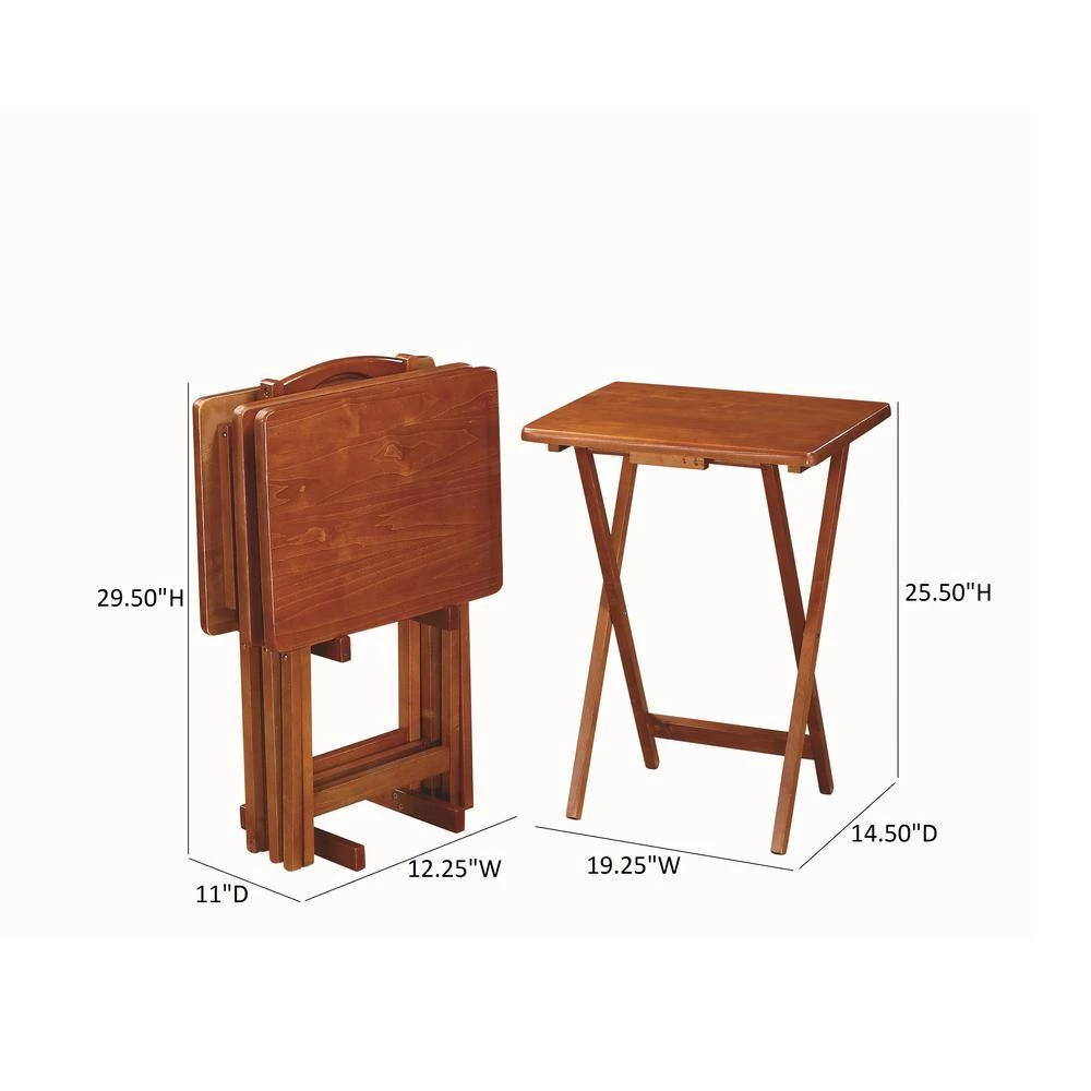 5-piece Tray Table Set with Stand Golden Brown by Coaster Home Furnishings 4 5-piece Tray Table Set with Stand Golden Brown by Coaster Home Furnishings - Image 2