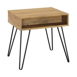 23.5 in. Golden Oak and Black Square Wood End Table with Open Compartment by Coaster Home Furnishings