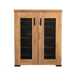 Golden Oak and Gunmetal Cabinet with 2-Mesh Doors by Coaster Home Furnishings
