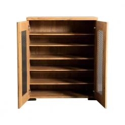 Golden Oak and Gunmetal Cabinet with 2-Mesh Doors by Coaster Home Furnishings -Coaster Home Furnishings Shop golden oak and gunmetal coaster home furnishings accent cabinets 951107 77 1000