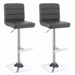 Grey and Chrome Adjustable Upholstered Bar Stools (Set of 2) by Coaster Home Furnishings