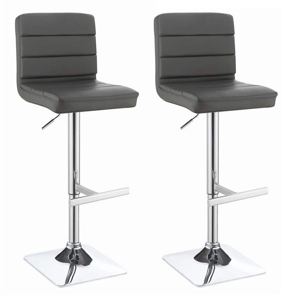 Grey and Chrome Adjustable Upholstered Bar Stools (Set of 2) by Coaster Home Furnishings 3 Grey and Chrome Adjustable Upholstered Bar Stools (Set of 2) by Coaster Home Furnishings