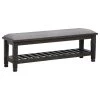 Franco Weathered Sage and Brown Bench with Padded Seat and Slatted Shelf (18.5 in H x 50.5 in W x 17.75 in D) by Coaster Home Furnishings -Coaster Home Furnishings Shop gray coaster home furnishings bedroom benches 205737 64 1000