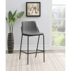 39.25 in. Black and Grey Upholstered Low Back Metal Frame Bar Stool (Set of 2) by Coaster Home Furnishings -Coaster Home Furnishings Shop grey and black coaster home furnishings bar stools 183453 31 1000