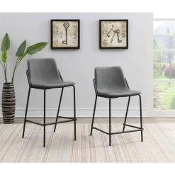 39.25 in. Black and Grey Upholstered Low Back Metal Frame Bar Stool (Set of 2) by Coaster Home Furnishings -Coaster Home Furnishings Shop grey and black coaster home furnishings bar stools 183453 fa 1000