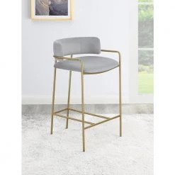 32.5 in. H Gold and Grey Low Back Metal Frame Counter Height Stool with Velvet Seat by Coaster Home Furnishings -Coaster Home Furnishings Shop grey and gold coaster home furnishings bar stools 182159 31 1000