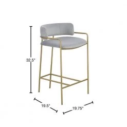 32.5 in. H Gold and Grey Low Back Metal Frame Counter Height Stool with Velvet Seat by Coaster Home Furnishings -Coaster Home Furnishings Shop grey and gold coaster home furnishings bar stools 182159 40 1000