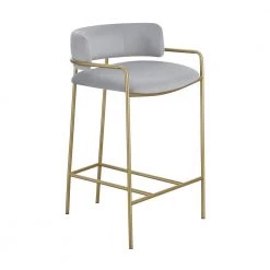 32.5 in. H Gold and Grey Low Back Metal Frame Counter Height Stool with Velvet Seat by Coaster Home Furnishings