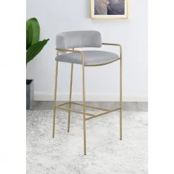36.5 in. H Gold and Grey Low Back Metal Frame Bar Stool with Fabric Seat by Coaster Home Furnishings -Coaster Home Furnishings Shop grey and gold coaster home furnishings bar stools 182160 31 1000