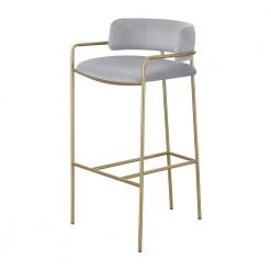 36.5 in. H Gold and Grey Low Back Metal Frame Bar Stool with Fabric Seat by Coaster Home Furnishings