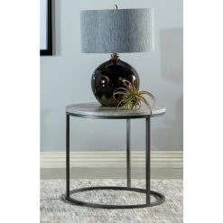 23 in. Grey and Gunmetal Round Wood Top End Table by Coaster Home Furnishings 9 23 in. Grey and Gunmetal Round Wood Top End Table by Coaster Home Furnishings -Coaster Home Furnishings Shop grey and gunmetal coaster home furnishings end side tables 736027 31 1000