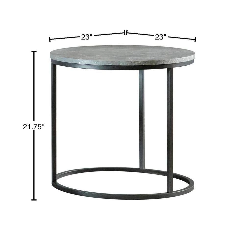 23 in. Grey and Gunmetal Round Wood Top End Table by Coaster Home Furnishings 5 23 in. Grey and Gunmetal Round Wood Top End Table by Coaster Home Furnishings - Image 3