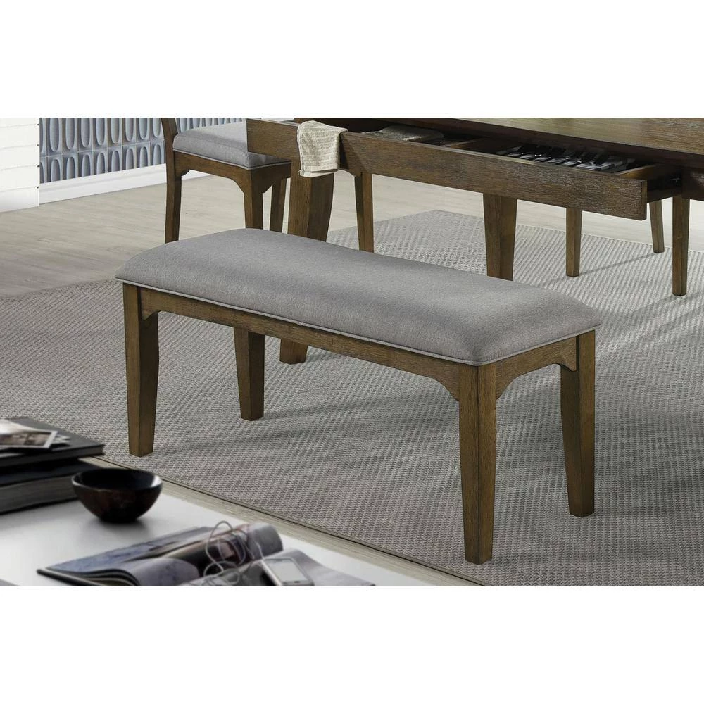 Rayleene Medium Brown and Grey Bench with Cushion Seat (20.25 in. H x 46 in. W x 15.75 in. D) by Coaster Home Furnishings 6 Rayleene Medium Brown and Grey Bench with Cushion Seat (20.25 in. H x 46 in. W x 15.75 in. D) by Coaster Home Furnishings - Image 4