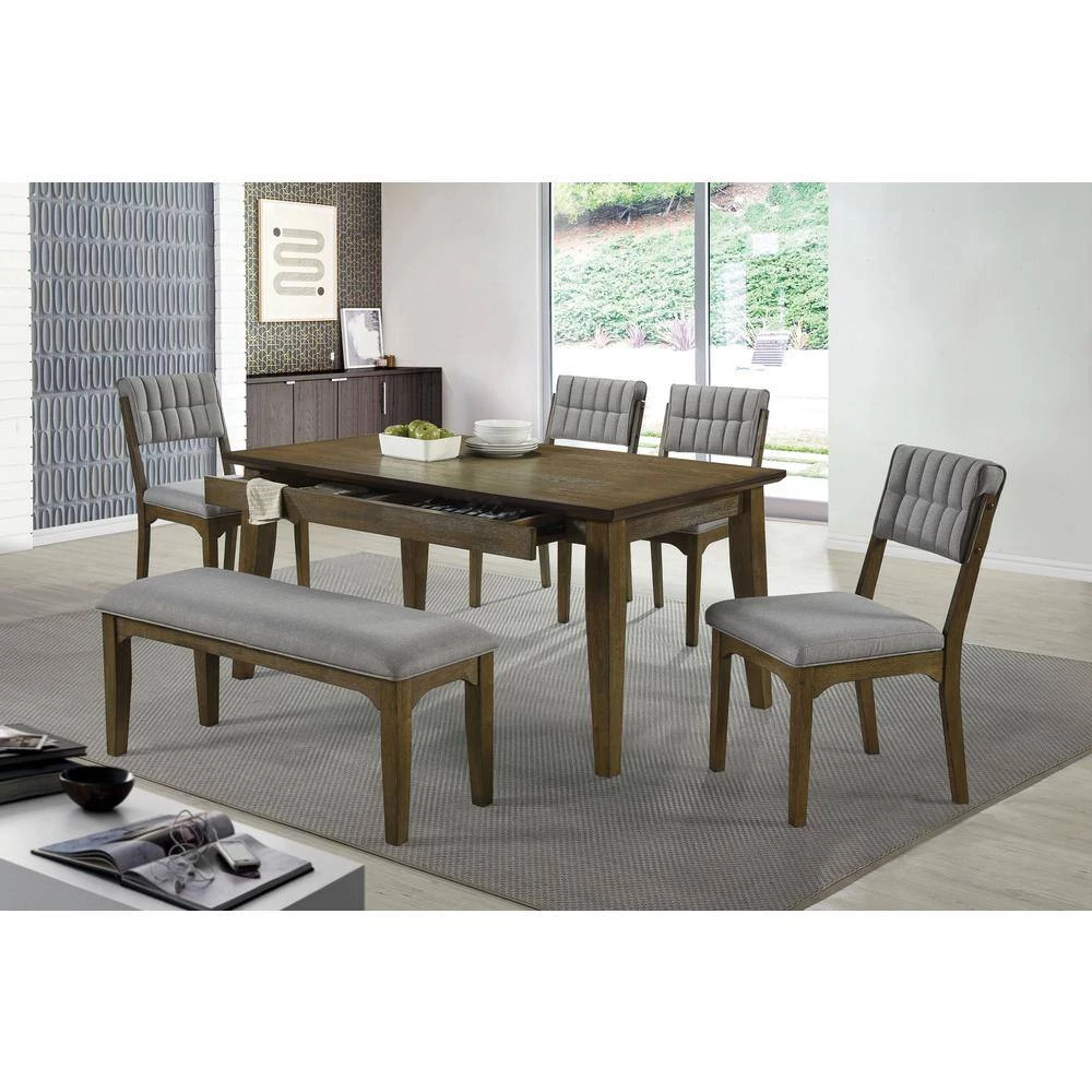 Rayleene Medium Brown and Grey Bench with Cushion Seat (20.25 in. H x 46 in. W x 15.75 in. D) by Coaster Home Furnishings 5 Rayleene Medium Brown and Grey Bench with Cushion Seat (20.25 in. H x 46 in. W x 15.75 in. D) by Coaster Home Furnishings - Image 3