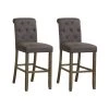 44.5 in. H Rustic Brown and Grey Tufted Back Wood Frame Bar Stool with Fabric Seat (Set of 2) by Coaster Home Furnishings -Coaster Home Furnishings Shop grey and rustic brown coaster home furnishings bar stools 193179 64 1000