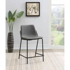 34.5 in. H Black and Grey Upholstered Back Metal Frame Counter Height Stools with Leatherette Seat (Set of 2) by Coaster Home Furnishings -Coaster Home Furnishings Shop grey black coaster home furnishings bar stools 183452 31 1000