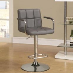 Upholstery Adjustable Bar Stool Grey and Chrome by Coaster Home Furnishings -Coaster Home Furnishings Shop grey chrome coaster home furnishings bar stools 121096 31 1000
