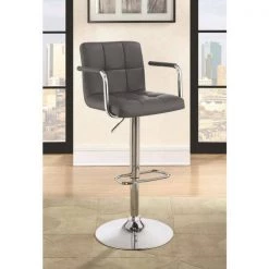 Upholstery Adjustable Bar Stool Grey and Chrome by Coaster Home Furnishings -Coaster Home Furnishings Shop grey chrome coaster home furnishings bar stools 121096 c3 1000