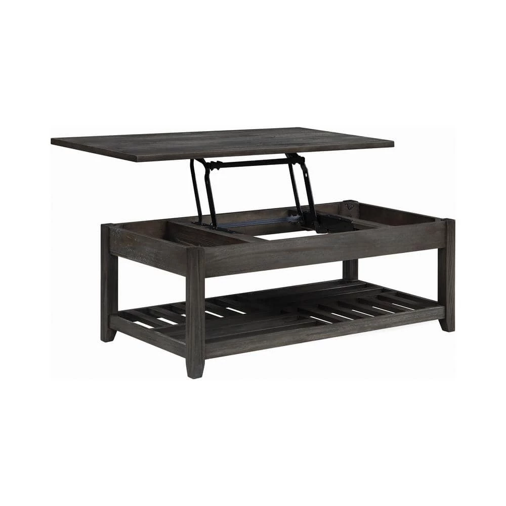 47.25 in. Grey Rectangle Wood Coffee Table with Lift Top and Bottom Shelf by Coaster Home Furnishings 5 47.25 in. Grey Rectangle Wood Coffee Table with Lift Top and Bottom Shelf by Coaster Home Furnishings - Image 3