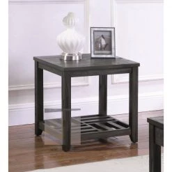 22 in. Grey Rectangle Wood End Table with Single Shelf by Coaster Home Furnishings -Coaster Home Furnishings Shop grey coaster home furnishings end side tables 722287 31 1000