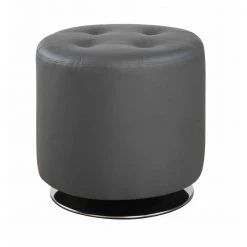 Round Upholstered Ottoman Grey by Coaster Home Furnishings
