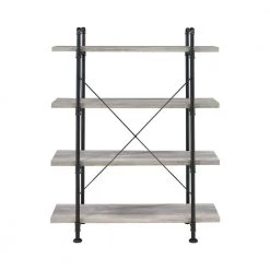 Delray 55.75 in. Grey Driftwood and Black 4-Shelf Etagere Bookcase by Coaster Home Furnishings -Coaster Home Furnishings Shop grey driftwood and black coaster home furnishings bookcases bookshelves 804406 4f 1000