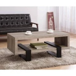 47.25in Grey Driftwood and Black Rectangle Wood Coffee Table with Storage Shelf by Coaster Home Furnishings -Coaster Home Furnishings Shop grey driftwood and black coaster home furnishings coffee tables 720878 31 1000